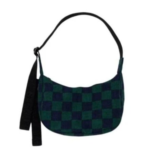 NWT Baggu Small Crescent Bag - Navy Green Check - Picture 5 of 11